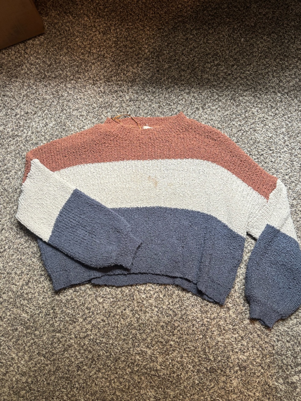 debut Striped Crewneck Sweater in Rust, Cream & Blue
